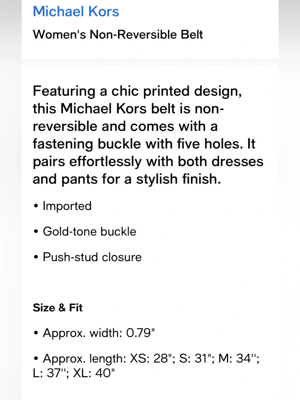 Michael Kors Burgundy Logo Slim Belt with Gold Buckle